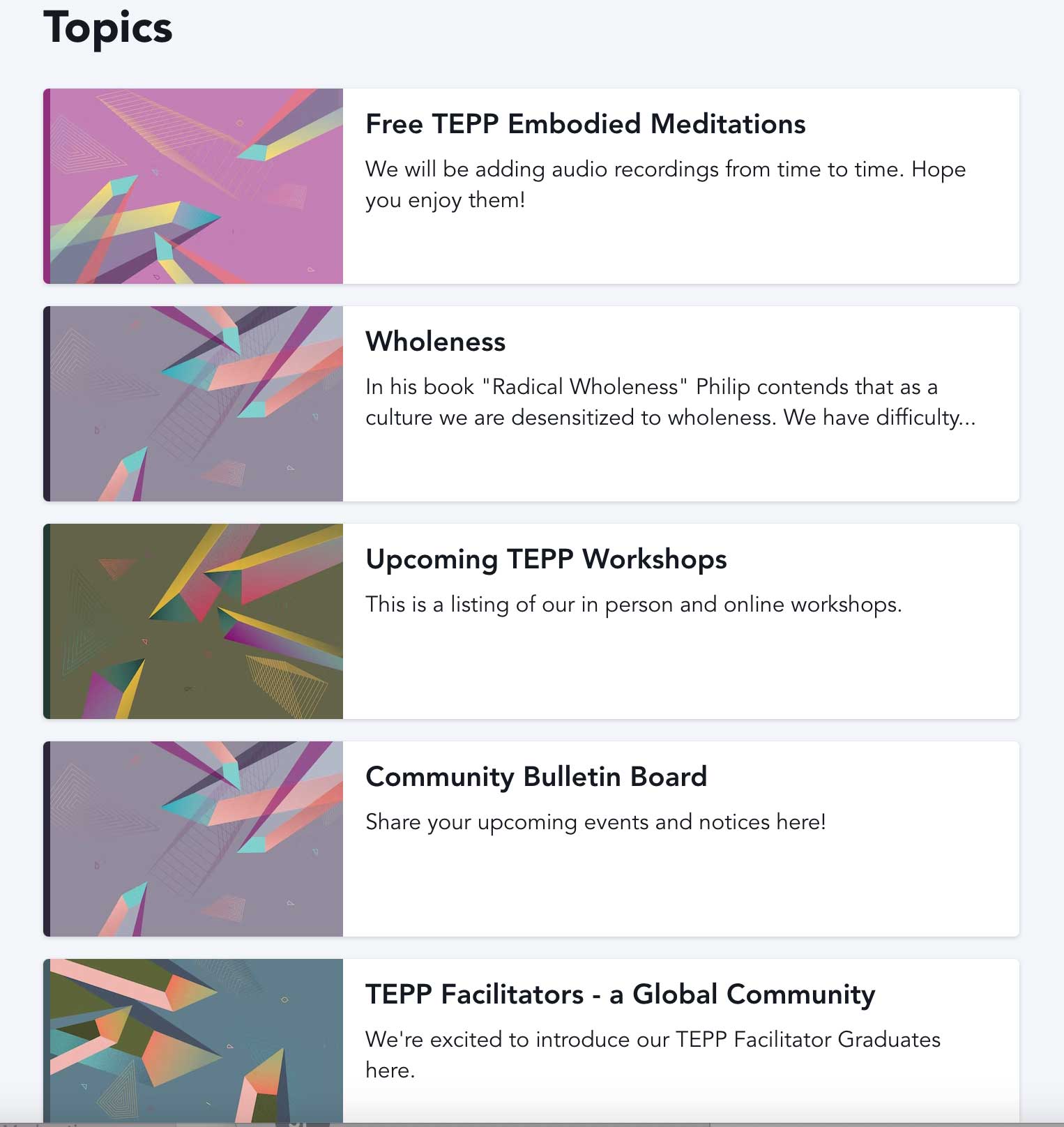 TEPP Community Mighty networks topics
