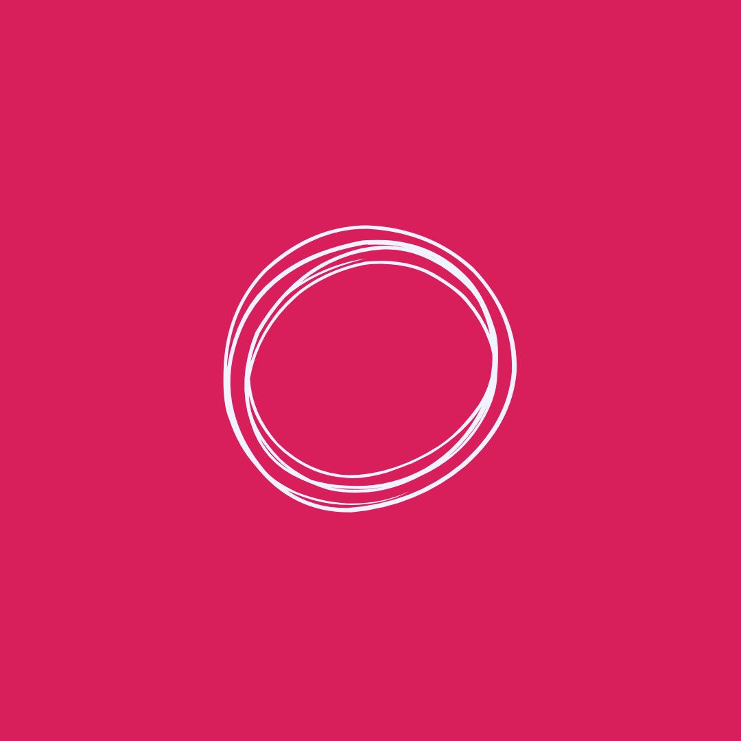 Pink square with white circle