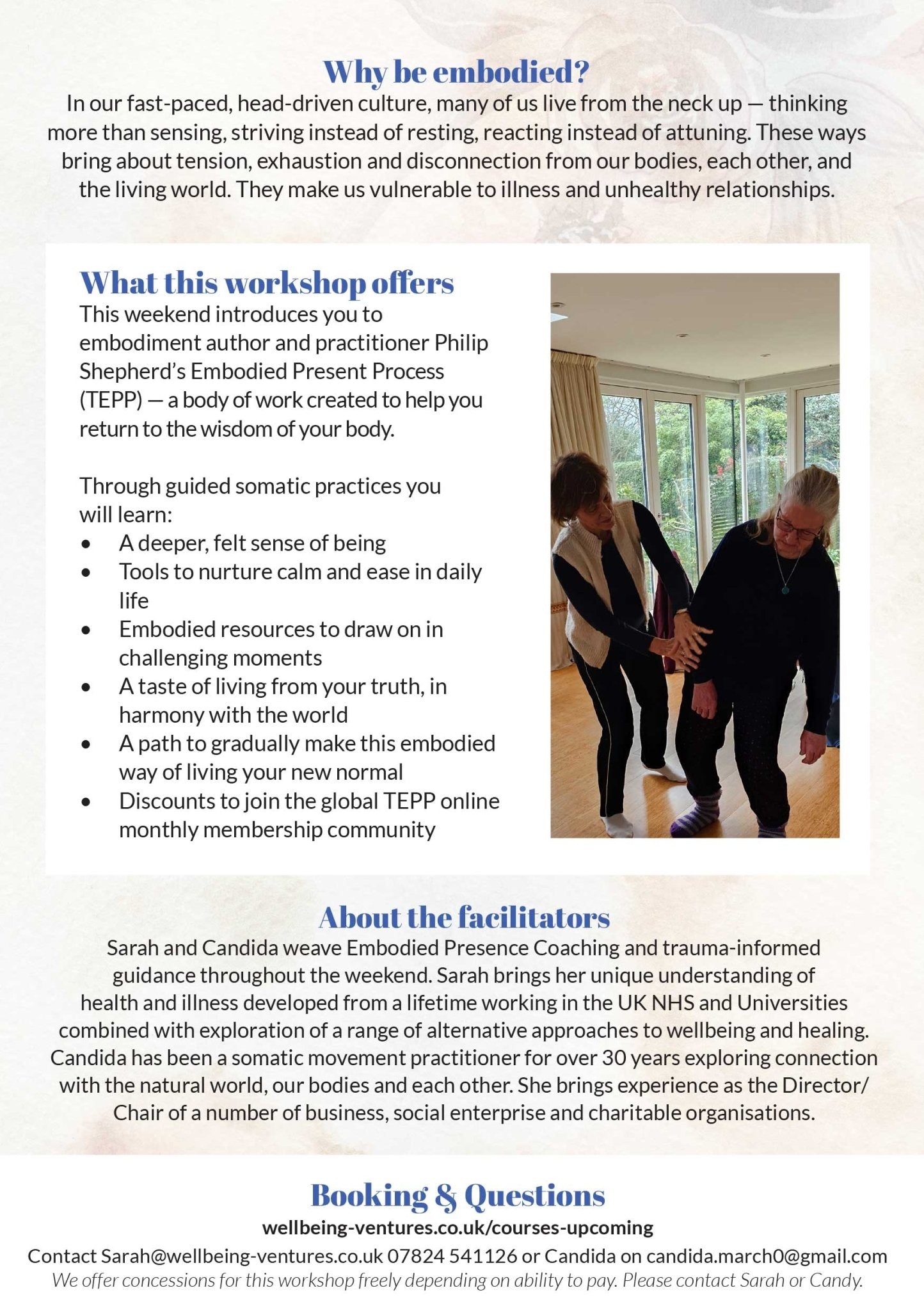 An Embodied Presence Workshop: Oxford, UK - The Embodied Present Process